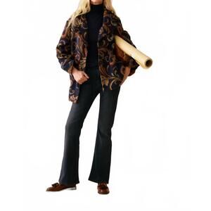 NEW IRIS SETLAKWE tapestry caban coat in navy